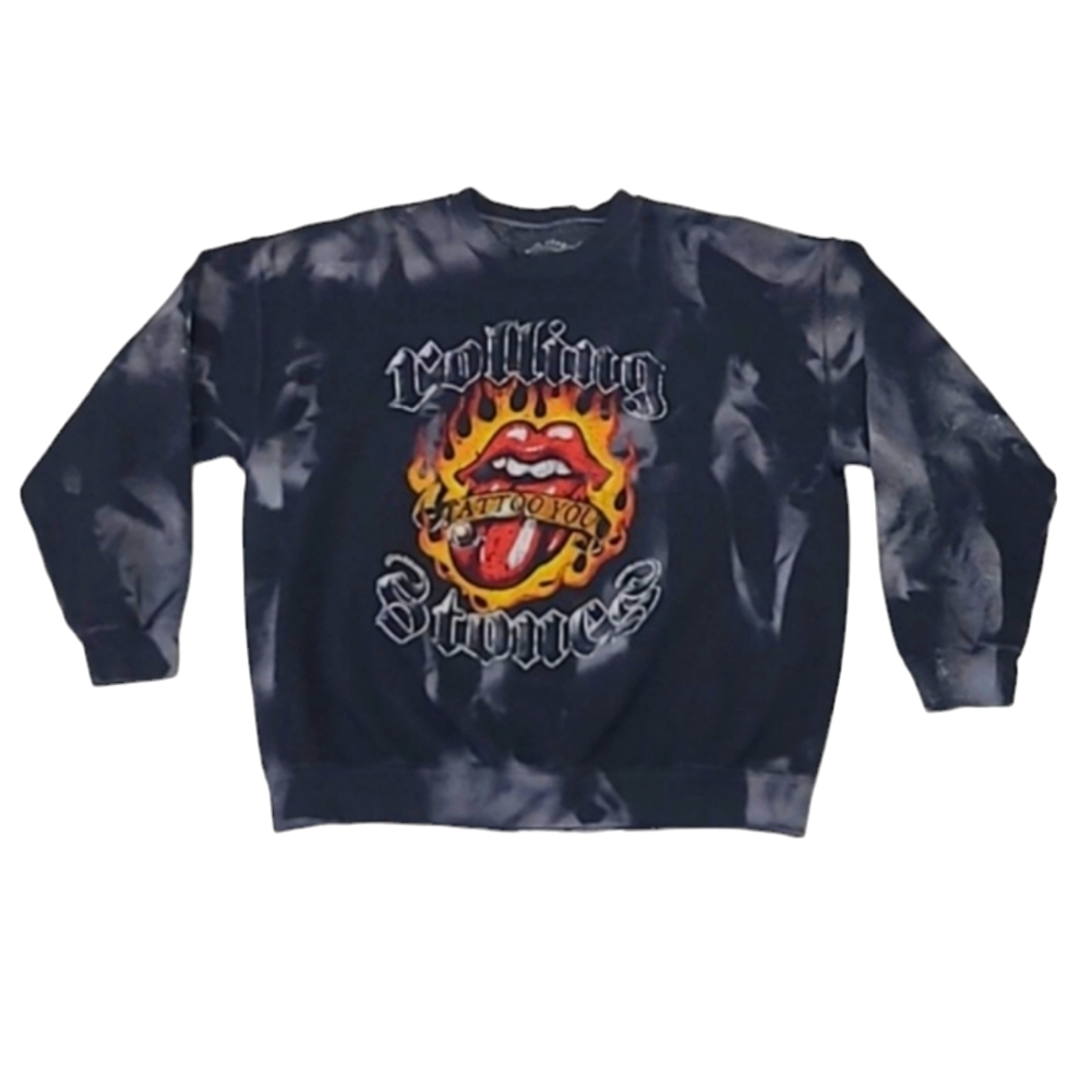 Rolling Stones Graphic Pullover Sweatshirt Long Sleeve Vintage Band Unisex LG
